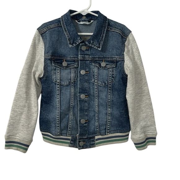 H&M Boys Hoodie Kids Blue/Light Gray Denim Jacket(Size 6) - Picture 3 of 10